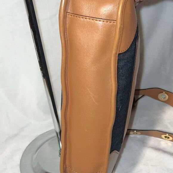 Michael Kors Sullivan Large Leather & Denim Messenger Bag Leather Trim - EUC - Picture 8 of 12